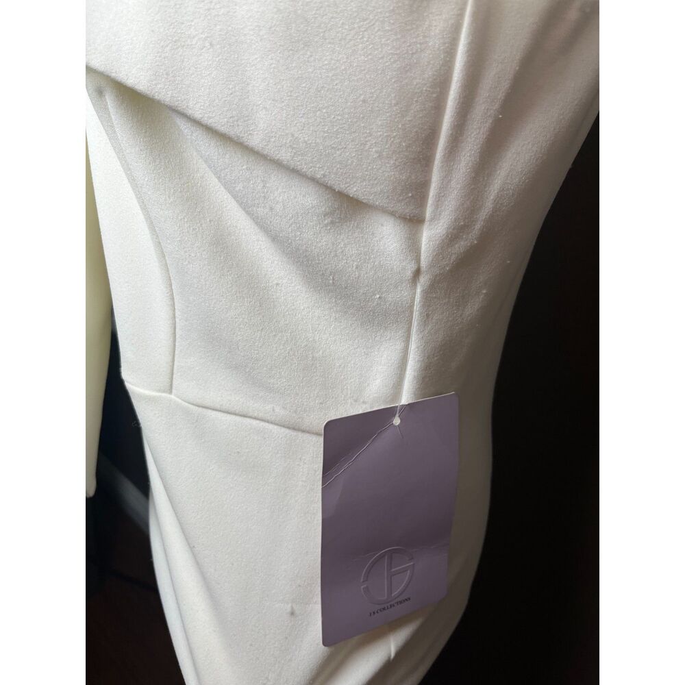 JS Collection Illusion neck, bow, midi dress size 8 off white New with tags - Picture 8 of 9